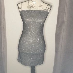 Glitter Tube, Strapless, Fitted, Party Dress